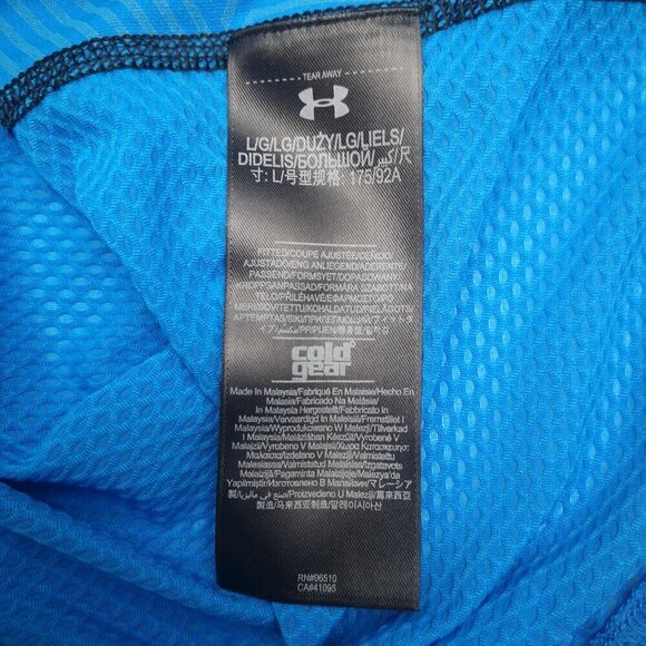 Under Armour Run Cold Gear Men's Size Large Royal Blue & Black Activewear Shirt - Picture 5 of 13